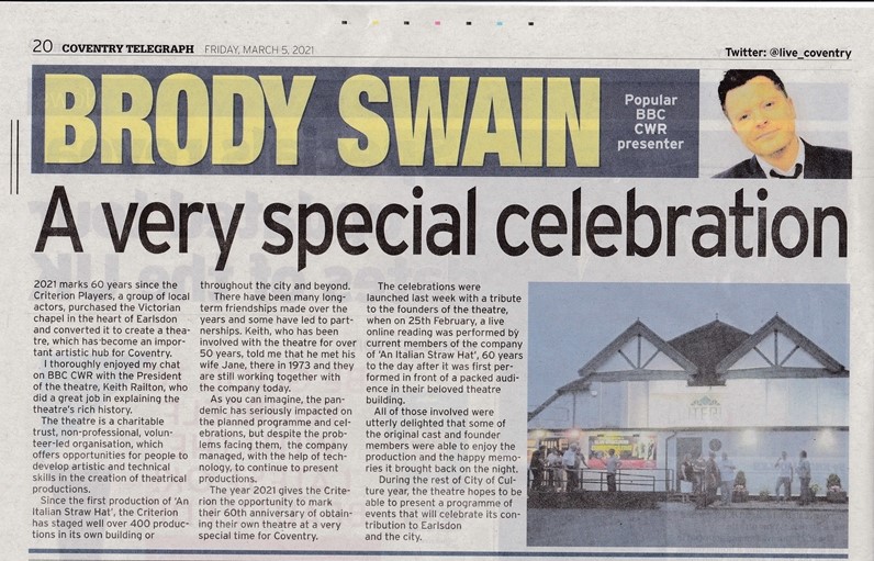 Coventry Telegraph Article